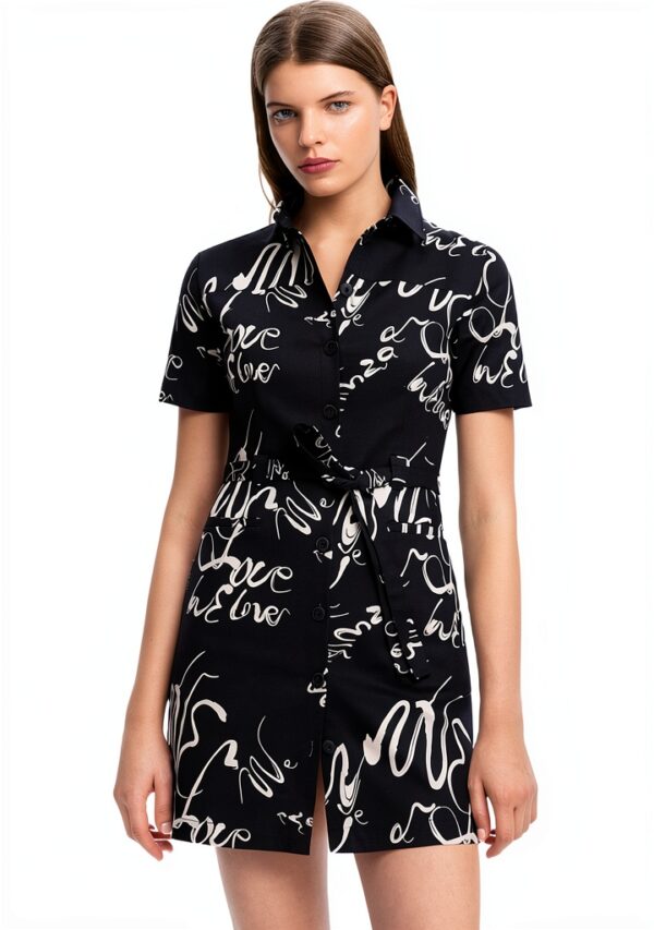 Vestito Casual Donna Desigual Nero Colletto Camicia Corto