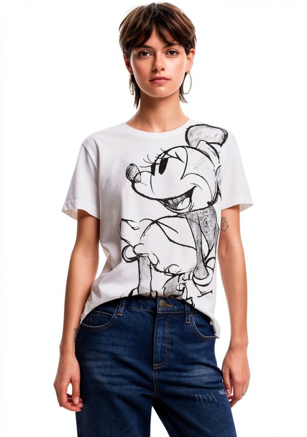 Desigual T-shirt Donna Maglietta Nero Bianco Maniche Corte