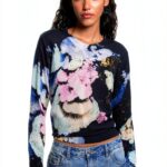 Felpa Desigual donna stampa floreale blu regular fit-0