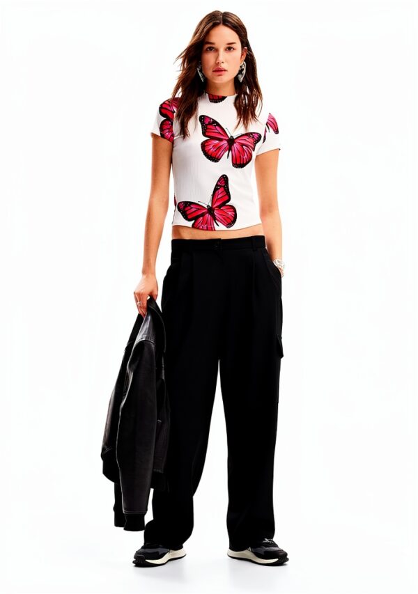 T-shirt Desigual donna farfalle slim fit maglia-1