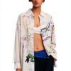 Felpa Oversize Donna Desigual Stampa Arty Colore Bianco-0
