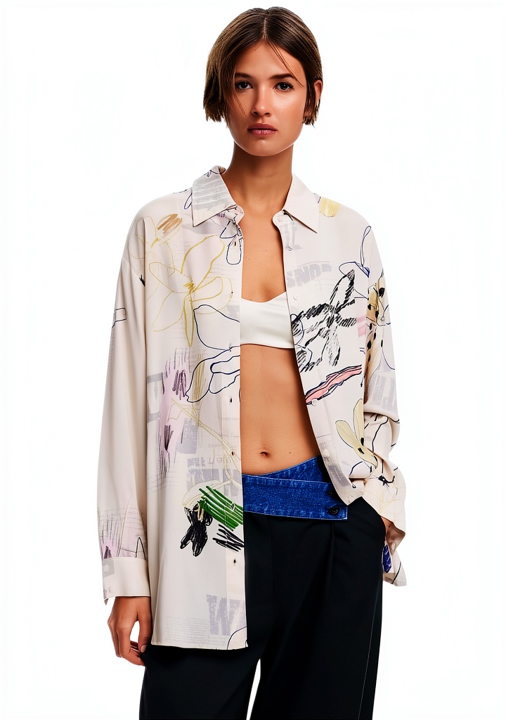 'Felpa oversize Designed con stampa arty in colore bianco'
