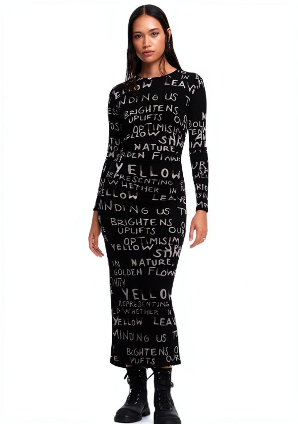 Vestito Donna Desigual Maniche Lunghe Slim Midi Casual