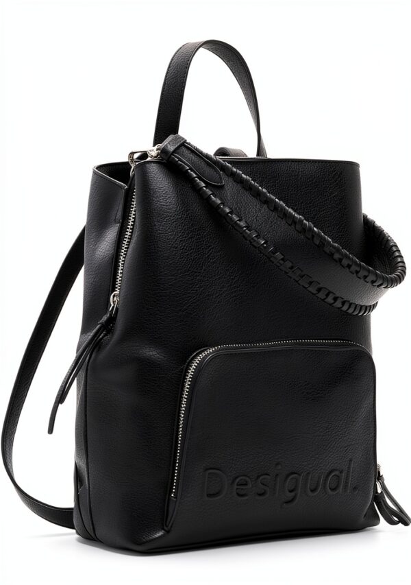 Zainetto Desigual Donna Nero Logo Tinta Unita Tasche