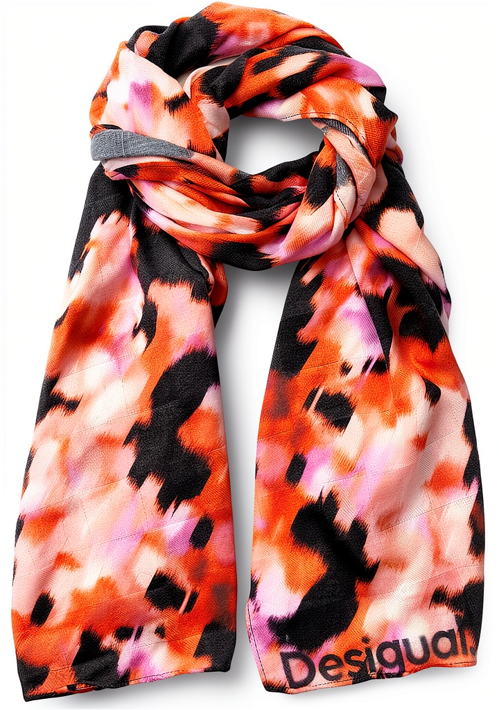 'Foulard rettangolare Desigual donna in rosso con stampa astratta'