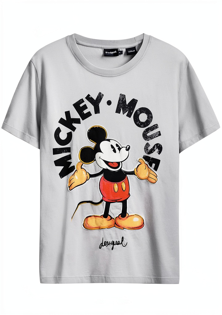 'T-shirt Donna Desigual con stampa Mickey Mouse in primo piano'