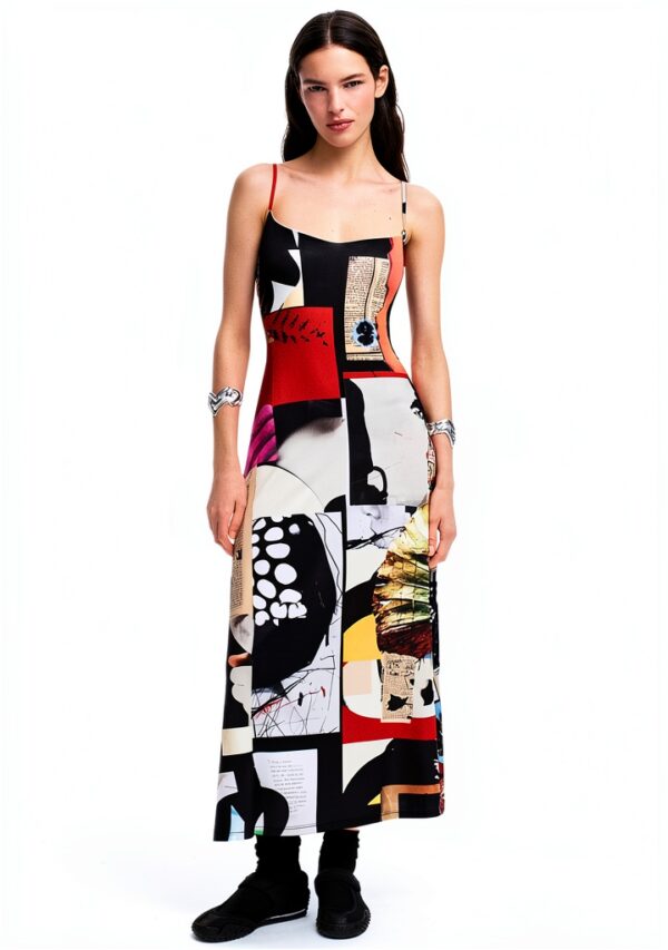Desigual Vestito Donna Casual Midi Multicolore Spalline