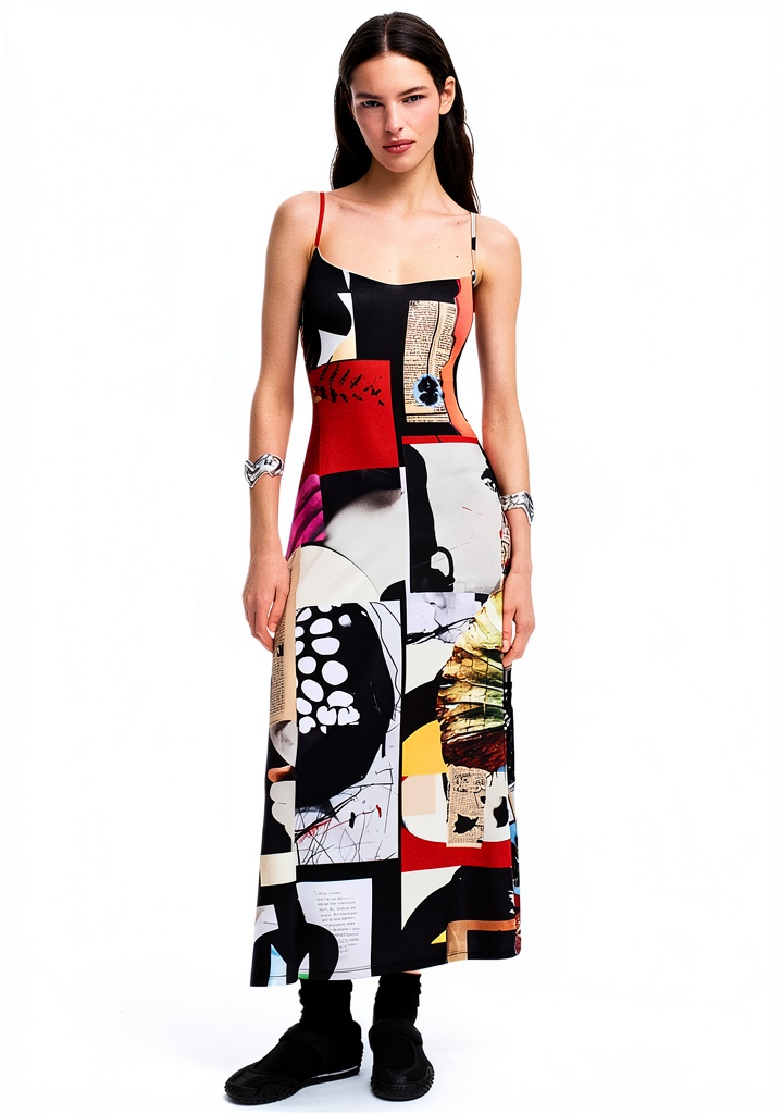 'Vestito casual Desigual indossato in un ambiente urbano'