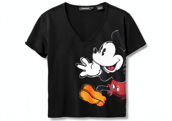 T-shirt Donna Desigual Mickey Mouse Collo V Multicolore