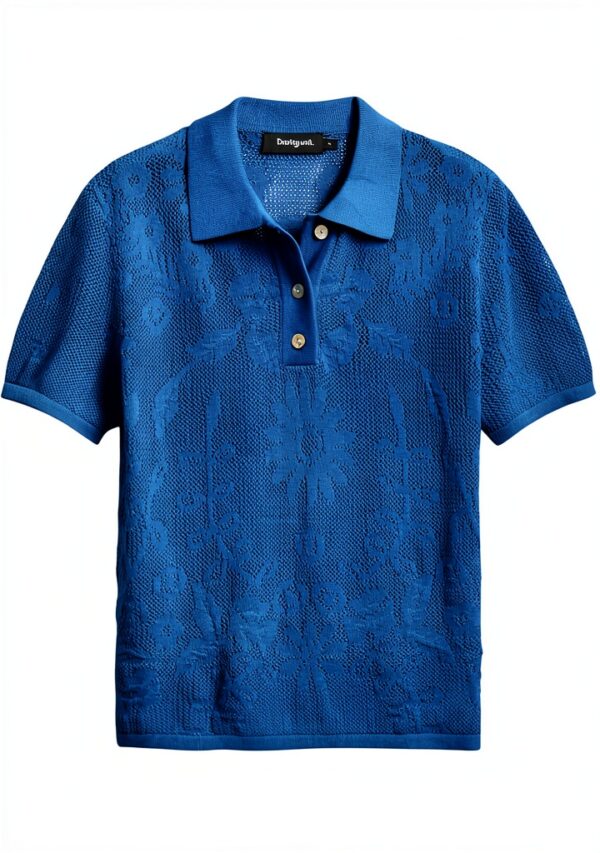 T-shirt Donna Desigual Colletto Polo Motivi Floreali