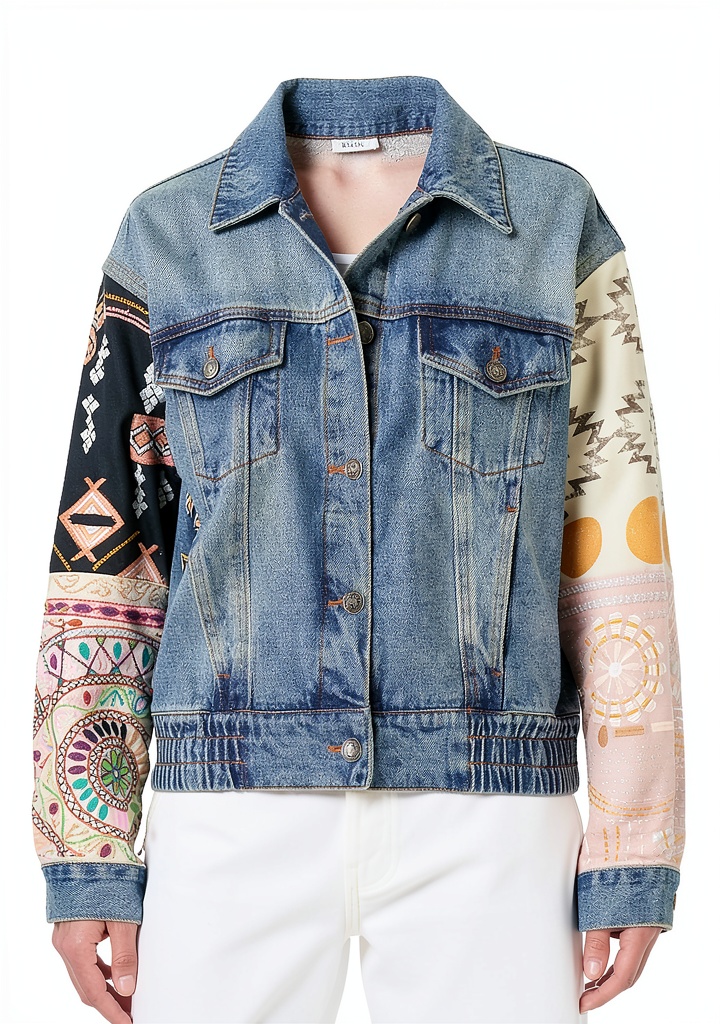 'Giacca Denim Desigual CHAQT CASSIDY indossata in un contesto urbano'