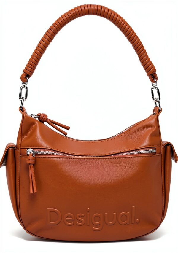 Borsa a spalla Desigual donna pelle marrone tasche multiple