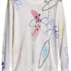 Felpa Desigual stampa floreale donna comoda nero bianco-4
