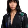 Desigual Donna Maglietta Stampa Arty Collo V Nero-4