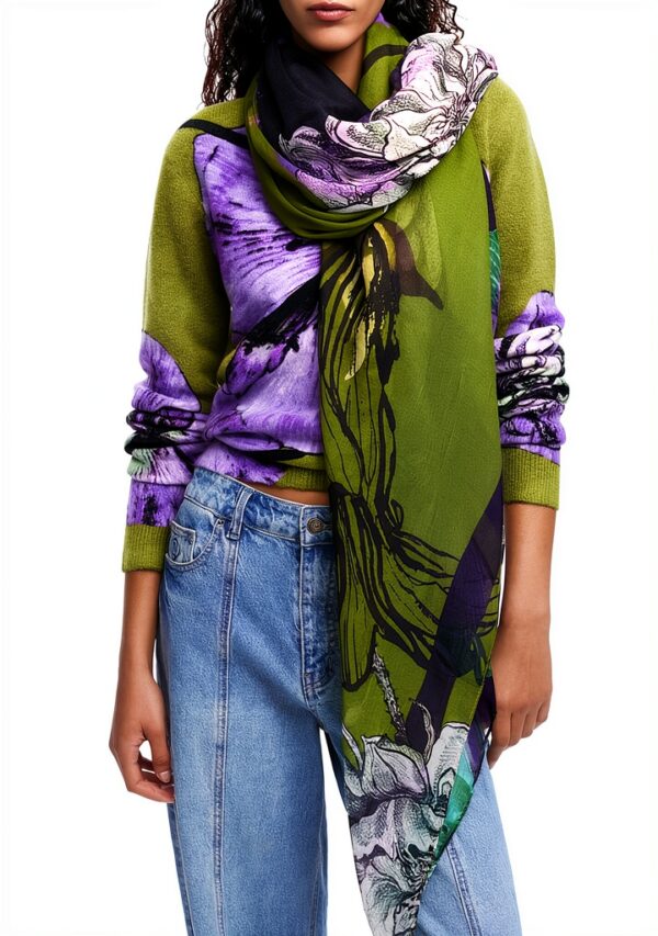 Sciarpa Desigual twill motivo animali unisex adulto-3