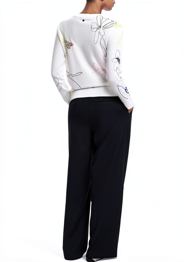 Felpa Desigual stampa floreale donna comoda nero bianco-1