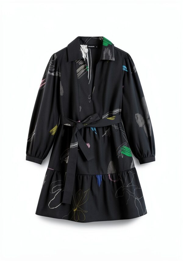 Desigual Donna Maglietta Stampa Arty Collo V Nero-5