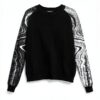 Felpa Desigual Donna Nero Jacquard Collo Rotondo Taglie-6