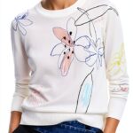 Felpa Desigual stampa floreale donna comoda nero bianco-0