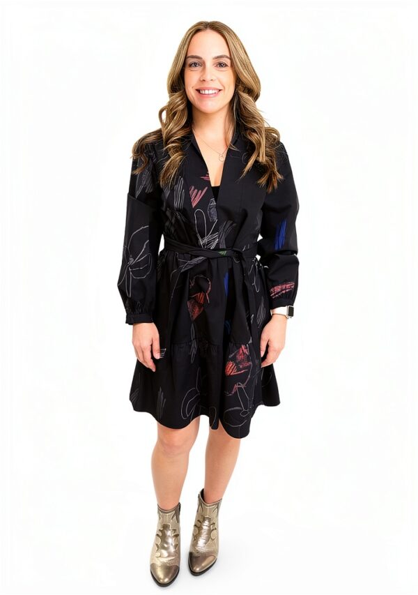 Desigual Donna Maglietta Stampa Arty Collo V Nero-7