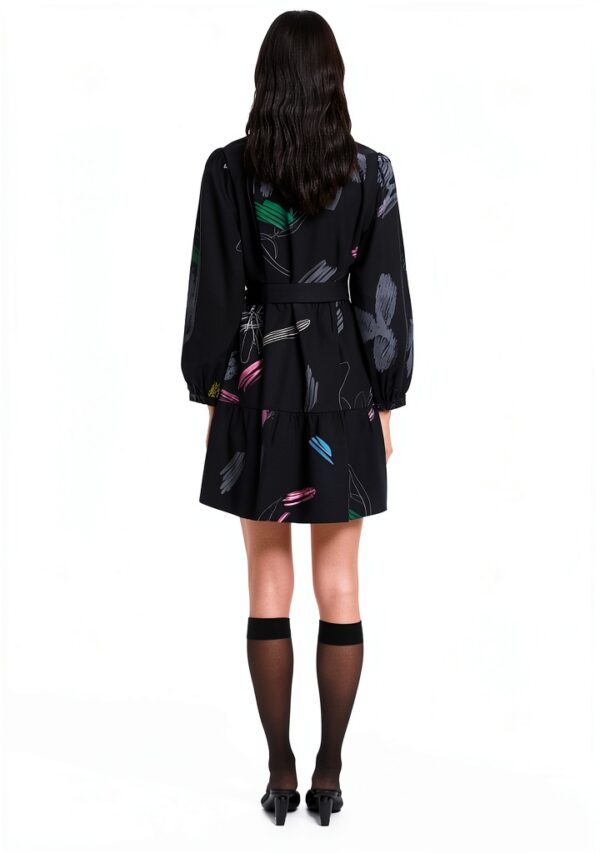 Desigual Donna Maglietta Stampa Arty Collo V Nero-3
