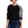 Felpa Desigual Donna Nero Jacquard Collo Rotondo Taglie-0