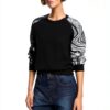 Felpa Desigual Donna Nero Jacquard Collo Rotondo Taglie-1