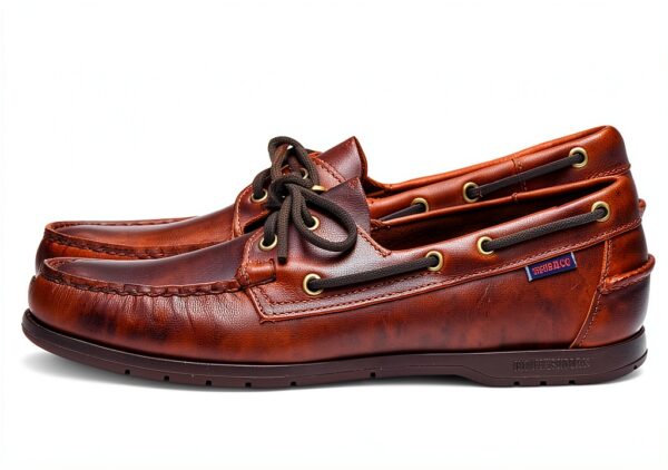 Sebago Endeavor - Scarpe da barca impermeabili, in pelle, da uomo, con fodera in pelle, allacciatura a 360 gradi e suola antiscivolo che non lascia segni, da uomo, Gomma marrone, 46 EU-0
