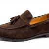 rismart Uomo Fatto a Mano Nappe Mocassini Scamosciato Scivolare su Formale Loafers Scarpe-0