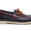 Portland MARTELLATO Scarpe da Barca in Pelle Blu Navy-0