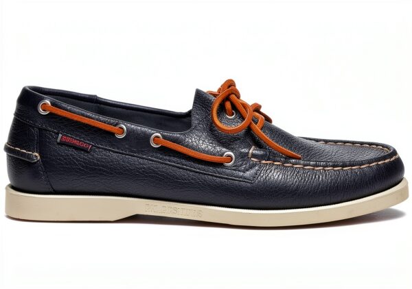 Portland MARTELLATO Scarpe da Barca in Pelle Blu Navy-0
