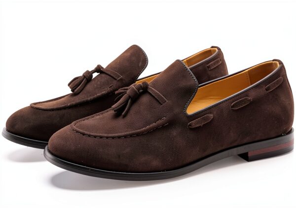 rismart Uomo Fatto a Mano Nappe Mocassini Scamosciato Scivolare su Formale Loafers Scarpe-4