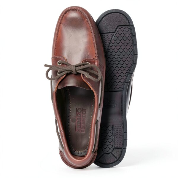 Sebago Endeavor - Scarpe da barca impermeabili, in pelle, da uomo, con fodera in pelle, allacciatura a 360 gradi e suola antiscivolo che non lascia segni, da uomo, Gomma marrone, 46 EU-5