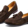 rismart Uomo Fatto a Mano Nappe Mocassini Scamosciato Scivolare su Formale Loafers Scarpe-2