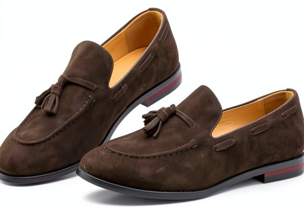 rismart Uomo Fatto a Mano Nappe Mocassini Scamosciato Scivolare su Formale Loafers Scarpe-2