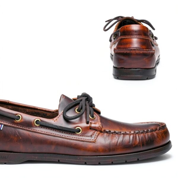 Sebago Endeavor - Scarpe da barca impermeabili, in pelle, da uomo, con fodera in pelle, allacciatura a 360 gradi e suola antiscivolo che non lascia segni, da uomo, Gomma marrone, 46 EU-3