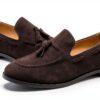 rismart Uomo Fatto a Mano Nappe Mocassini Scamosciato Scivolare su Formale Loafers Scarpe-3